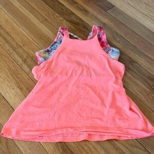 Athleta Coral Tank with Tie-Dye Accents